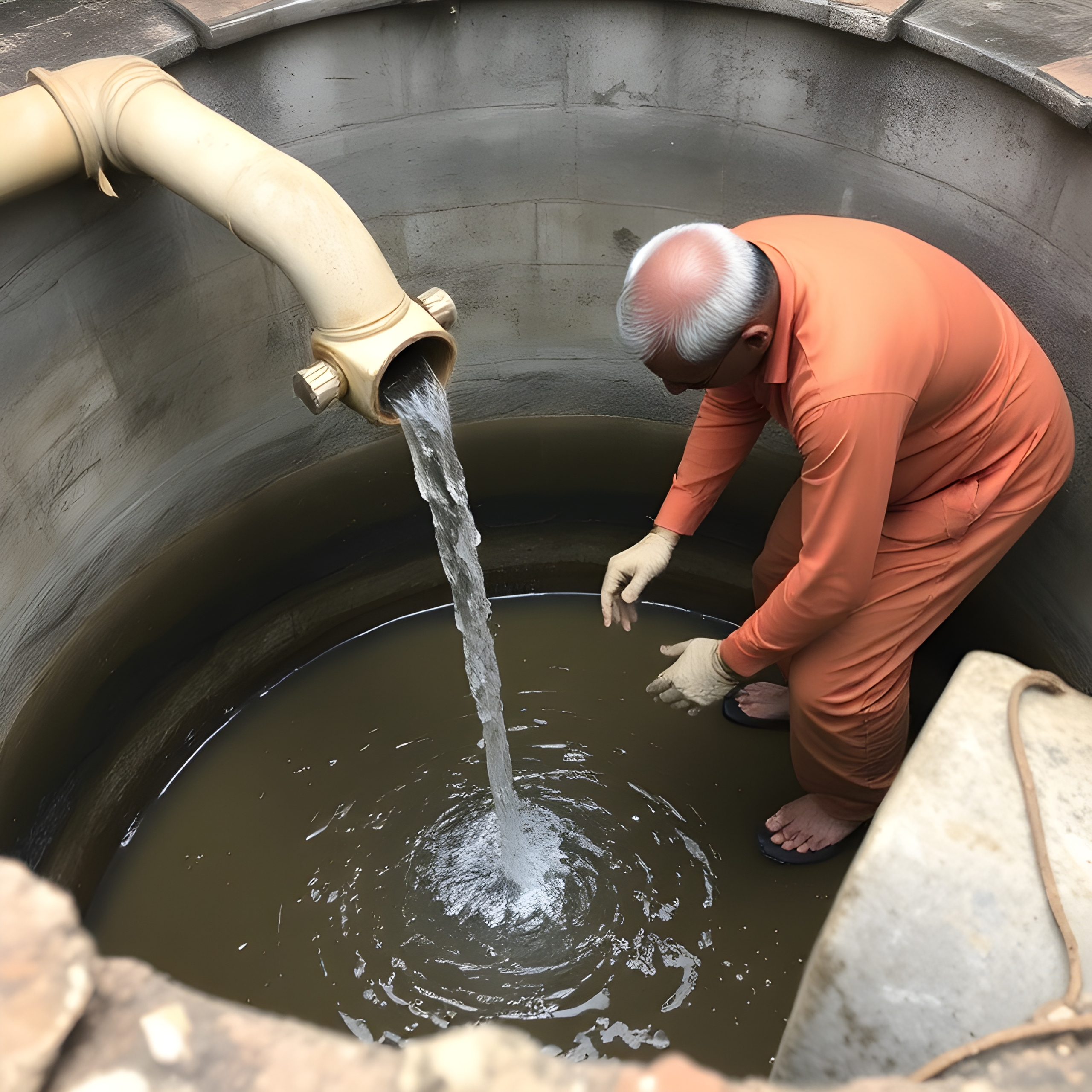 Technician performing professional sump cleaning service
